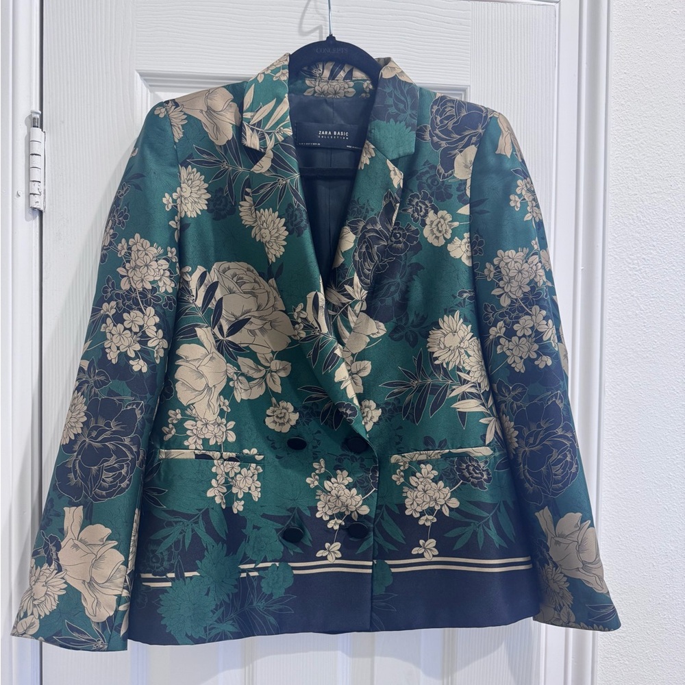Floral Green and Black Women's Suit